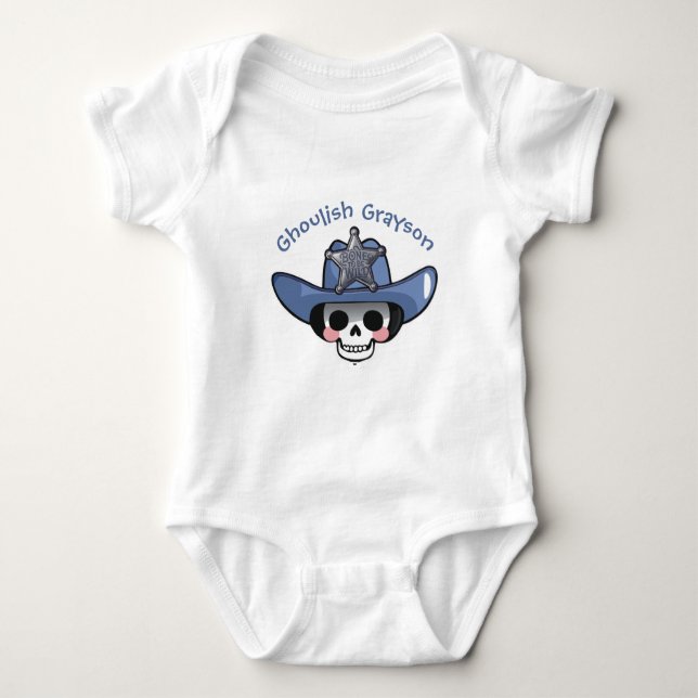 Spooky Boy Halloween, Skeleton Cowboydräkt T Shirt (Framsida)