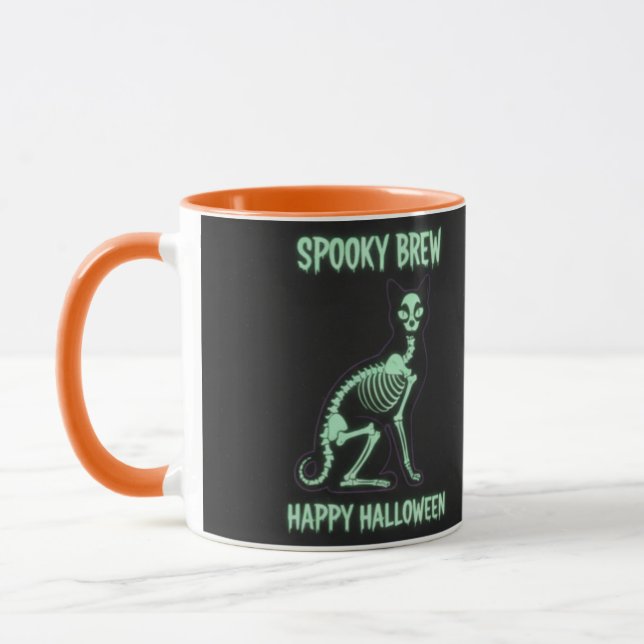 SPOOKY BREW Skeleton Cat Mug Mugg (Vänster)