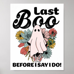 Spooky Bride Blommigt Ghost Bröllop Bachelorette H Poster