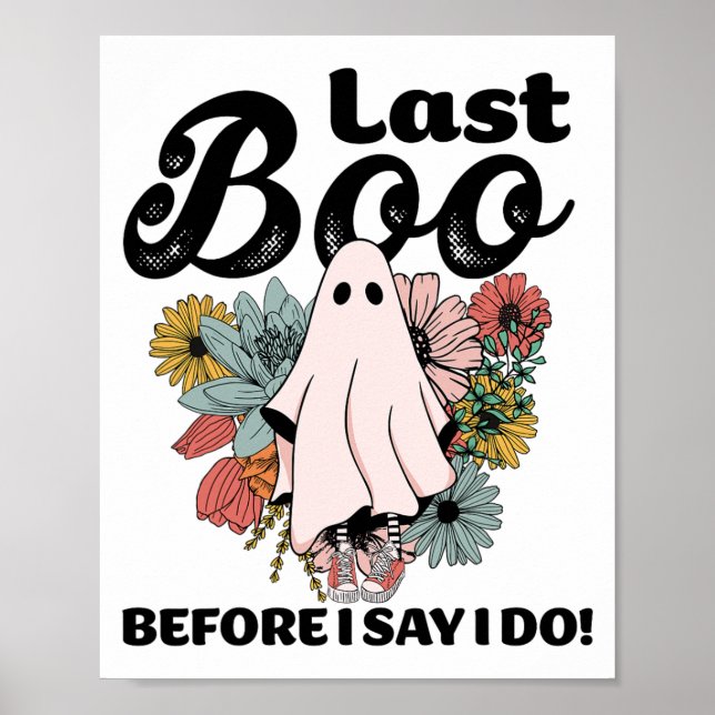 Spooky Bride Blommigt Ghost Bröllop Bachelorette H Poster (Framsidan)