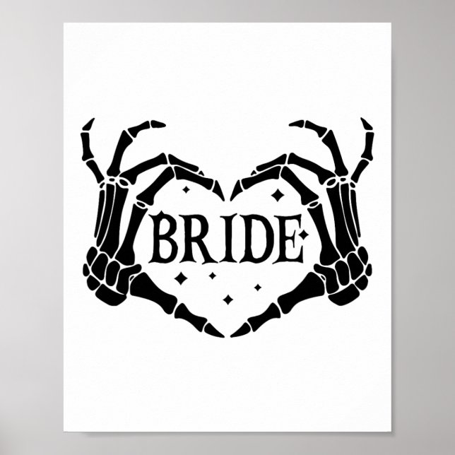 Spooky Bride Skeleton Händer Förlovning Bröllop Ha Poster (Framsidan)