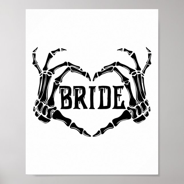 Spooky Bride Skeleton Händer Förlovning Bröllop Ha Poster (Framsidan)
