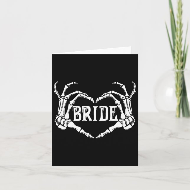 Spooky Bride Skeleton Händer Halloween Förlovning  Kort (Framsida)