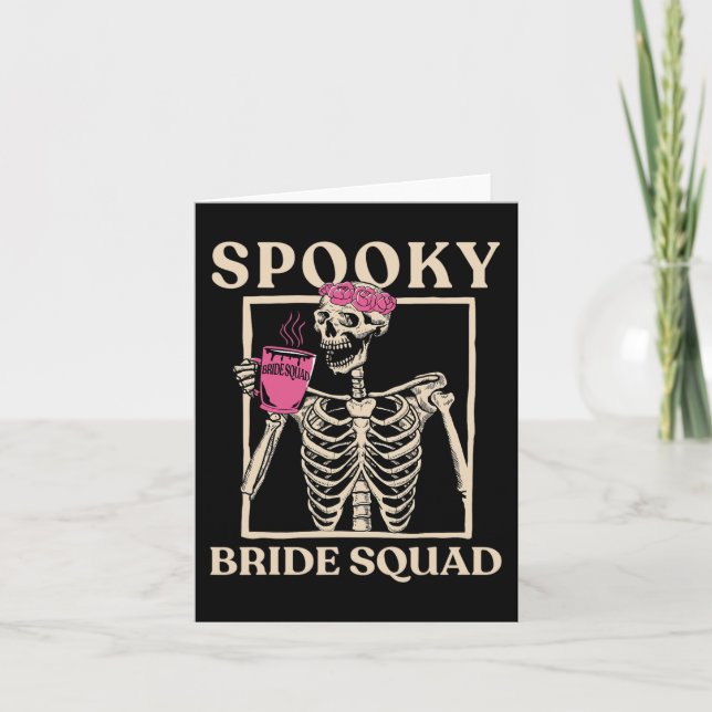 Spooky Bride Squad Skeleton Halloween Bachelorette Kort (Framsida)