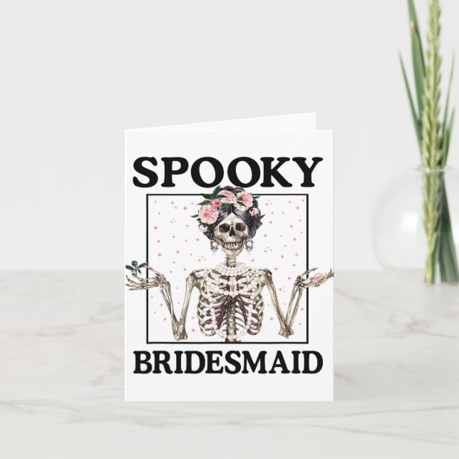 Spooky Bridesmaid Bride Skeleton Halloween Bachelo Kort (Framsida)