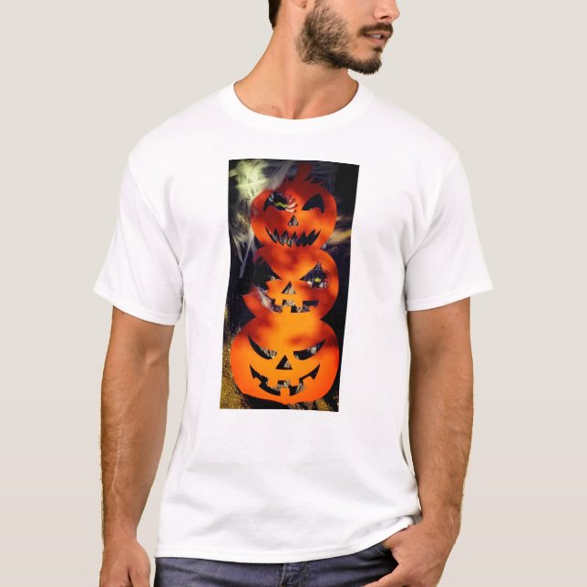 Spooky Bright Staplad Jack-O-Lantern T-Shirt (Framsida)