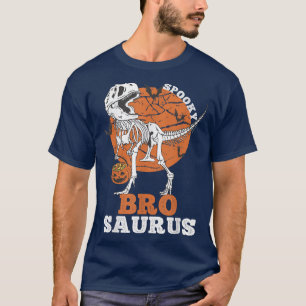 Spooky Bro Saurus Dinosaur Skeleton T rex Pumpkin Shirt