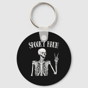 Spooky Bruh Skeleton Spooky Vibe Halloween Tee for Nyckelring