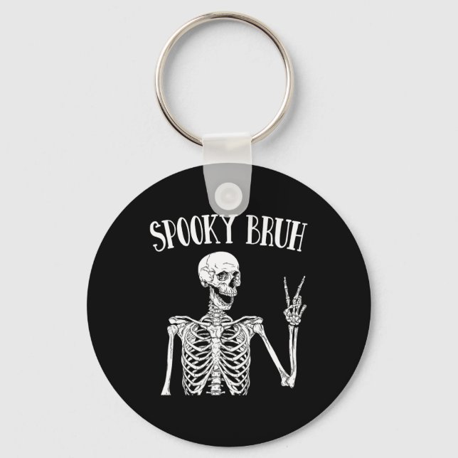 Spooky Bruh Skeleton Spooky Vibe Halloween Tee for Nyckelring (Framsida)