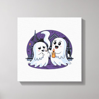 Spooky Buddies En Halloween Haunt Klassisk T-Shirt Canvastryck
