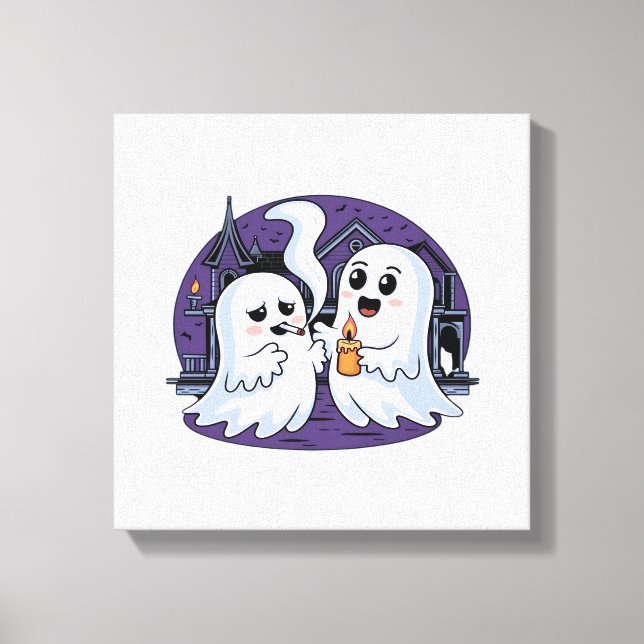 Spooky Buddies En Halloween Haunt Klassisk T-Shirt Canvastryck (Framsida)