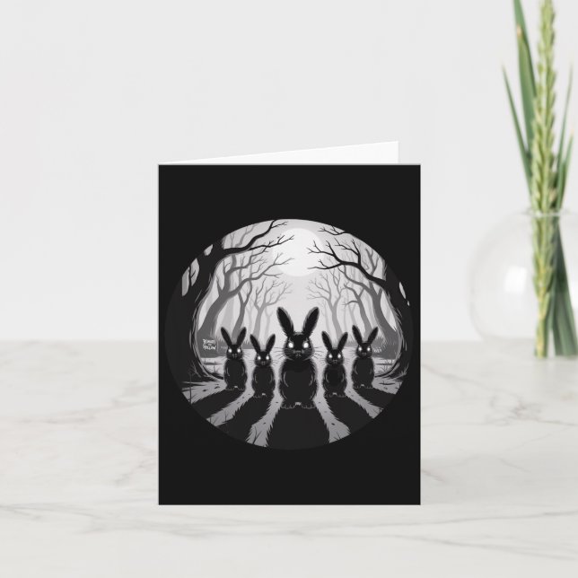 Spooky Bunny Patrol Creepy Halloween Forest Gothic Kort (Framsida)