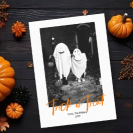 Spooky Bus eller godis Halloween-fotokort Inbjudningar