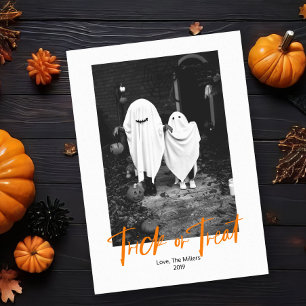 Spooky Bus eller godis Halloween-fotokort Inbjudningar