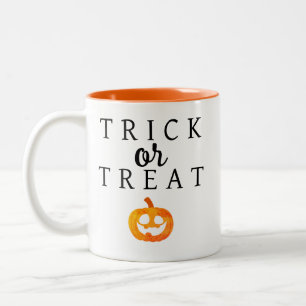 Spooky Bus eller godis Jack-o'-lantern Halloween Två-Tonad Mugg