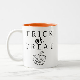 Spooky Bus eller godis Jack-o'-lantern Halloween Två-Tonad Mugg