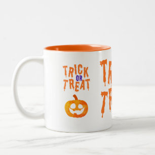 Spooky Bus eller godis Jack-o'-lantern Halloween Två-Tonad Mugg