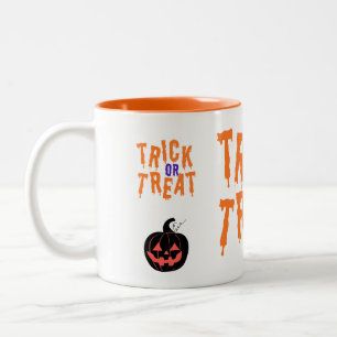 Spooky Bus eller godis Jack-o'-lantern Halloween Två-Tonad Mugg