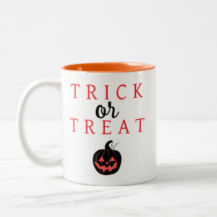 Spooky Bus eller godis Jack-o'-lantern Halloween Två-Tonad Mugg