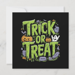 Spooky Bus eller godis Slime Halloween Inbjudningar