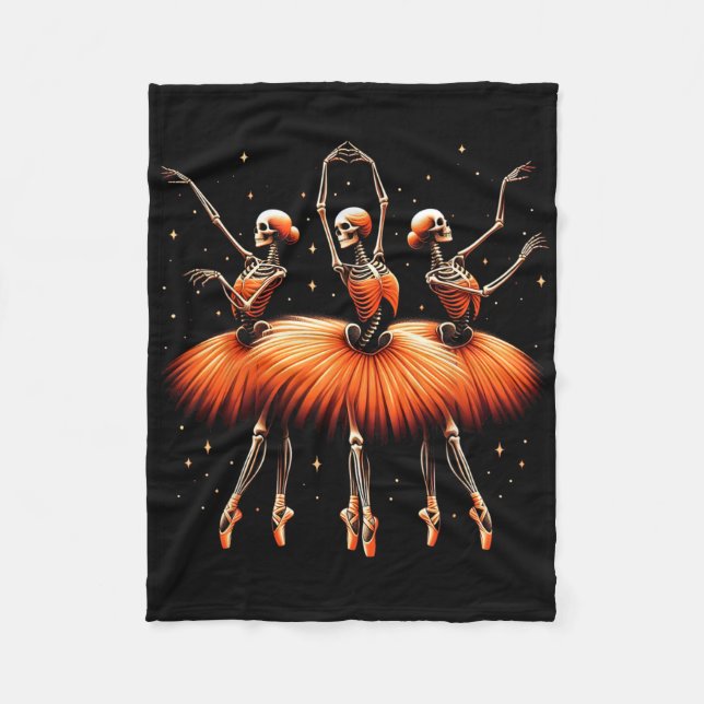 Spooky Byllerina Skeleton Dance Funny Halloween av Fleecefilt (Framsidan)