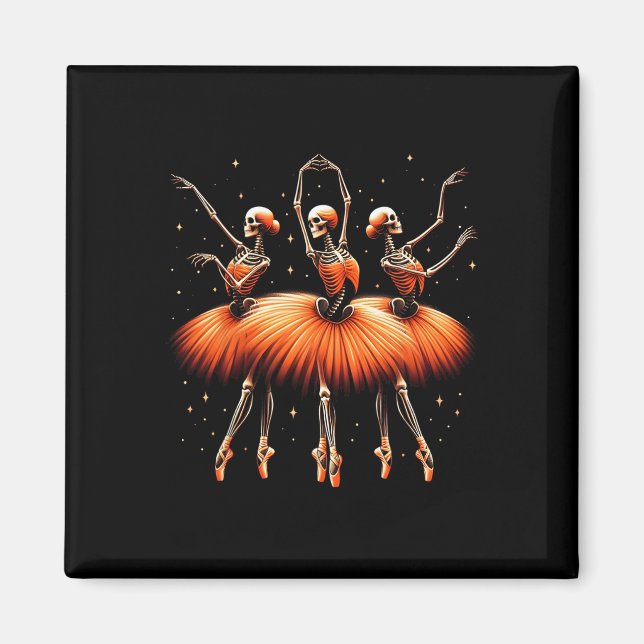 Spooky Byllerina Skeleton Dance Funny Halloween av Magnet (Framsidan)