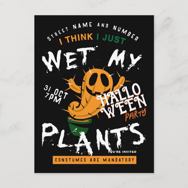 Spooky Cactus Pumpkin Halloween fest-inbjudan Vykort (Framsida)