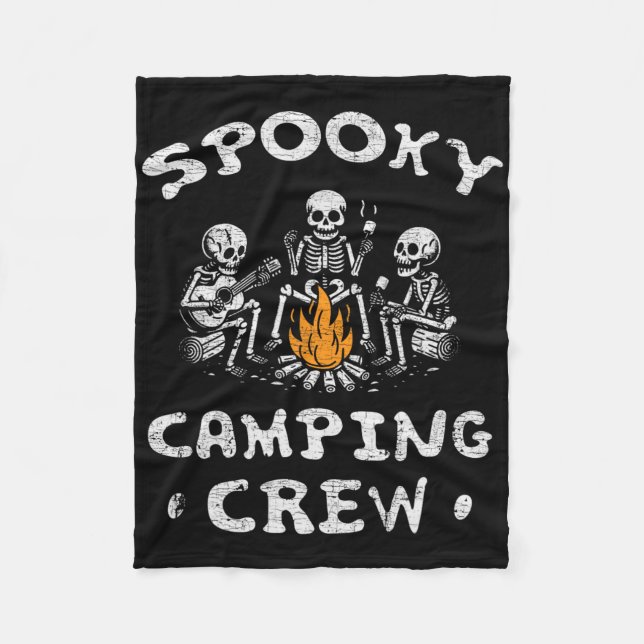 Spooky Camping Crew Halloween Camping Skeleton Cam Fleecefilt (Framsidan)