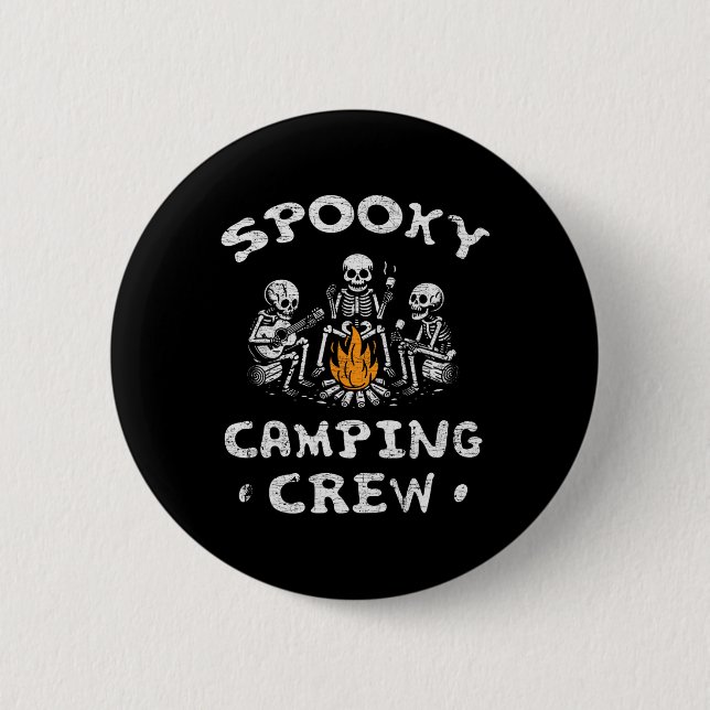 Spooky Camping Crew Halloween Camping Skeleton Cam Knapp (Framsida)