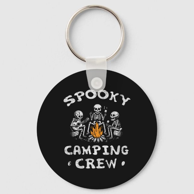 Spooky Camping Crew Halloween Camping Skeleton Cam Nyckelring (Framsida)