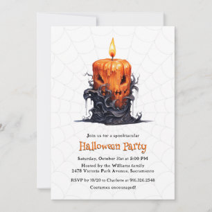 Spooky Candle Ghost Pumpkin Halloween fest Inbjudningar