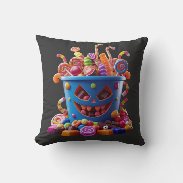 Spooky Candy Bucket - Halloween Treats Kudde (Framsida)