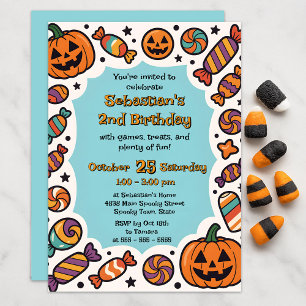 Spooky Candy Jack-o'-Lantern Halloween Birthday Inbjudningar