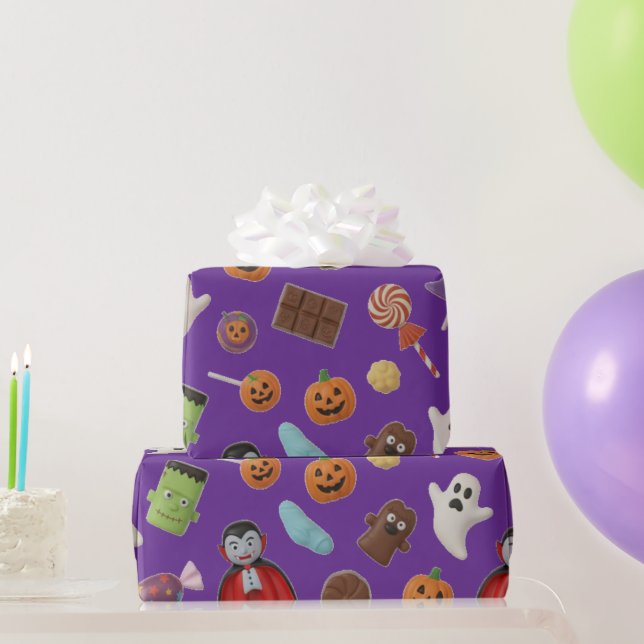 Spooky Candy Monsters Halloween Presentpapper (Festgåvor)