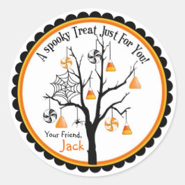 Spooky Candy Träd Halloween Favor Stickers Runt Klistermärke