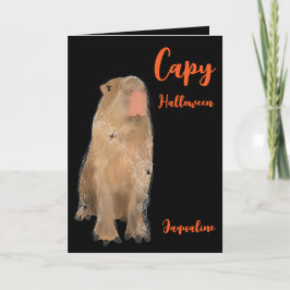 Spooky Capybara Pun Illustration Halloween Kort