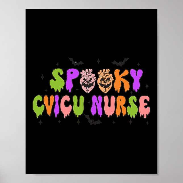 Spooky Cardiac Nurse Halloween Kardiovaskulär pump Poster (Framsidan)