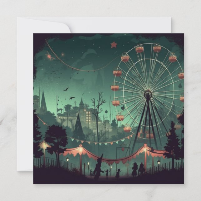 Spooky Carnival: Fräst Fairground Inbjudningar (Framsida)