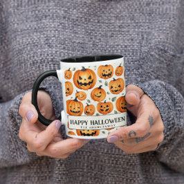 Spooky Carved Pumpkins & Höst löv Halloween Mugg
