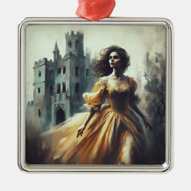 Spooky Castle Horror i Bok i Gothic Julgransprydnad Metall (Framsidan)