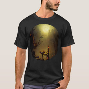 Spooky castle i dimman t shirt