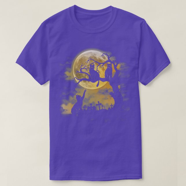 Spooky Cat Halloween Graveyard Cats T Shirt (Design framsida)