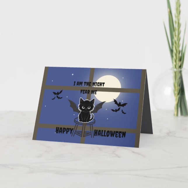 Spooky Cat Halloween Kort (Framsida)
