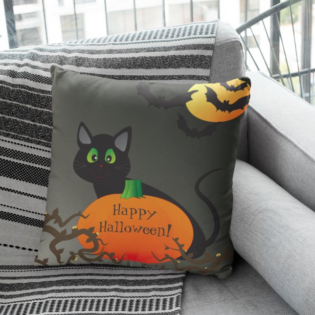 Spooky Cat Halloween Natt Kudde (Skapare uppladdad)