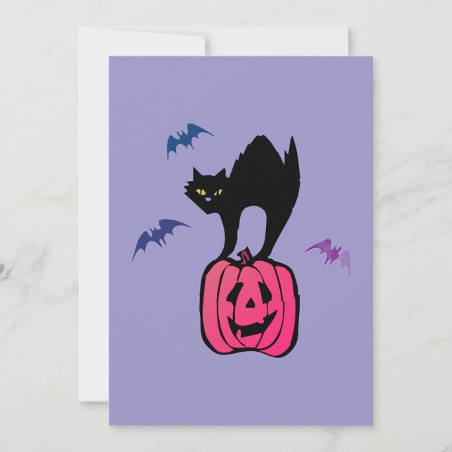 Spooky Cat Halloween Pumpkin Pop Art Inbjudningar (Framsida)