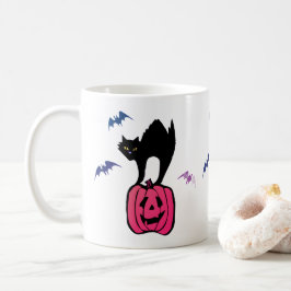 Spooky Cat Halloween Pumpkin Pop Art Kaffemugg