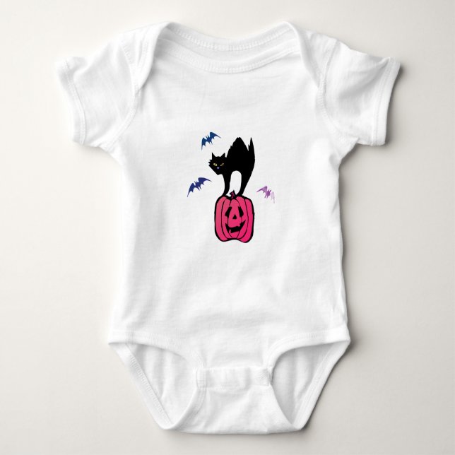 Spooky Cat Halloween Pumpkin Pop Art T Shirt (Framsida)