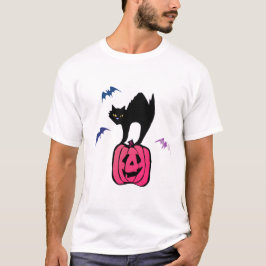 Spooky Cat Halloween Pumpkin Pop Art T Shirt