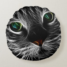 Spooky Cat Kattdjur Soul Spirit Animal Dekorativ k Rund Kudde