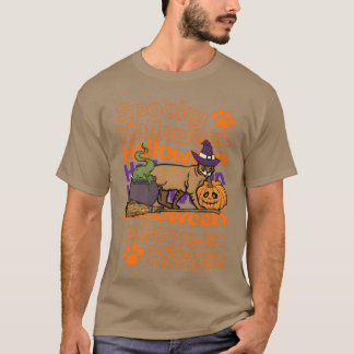 Spooky Cat Kitten Halloween cat Chausie cat retro T Shirt